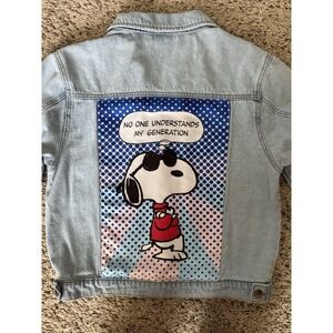 Peanuts Snoopy Denim Trucker Jacket "No One Understands My Generation" Kids 10